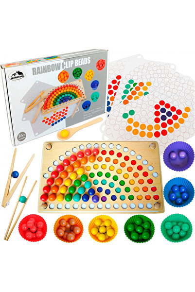 OEM Joc Montessori cu bile de lemn și pahare de silicon