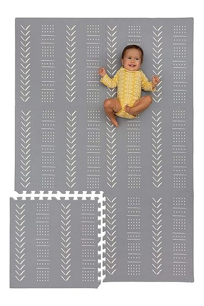 CHILDLIKE BEHAVIOR Foam puzzle mat for children, 6 pieces, waterproof, stain resistant, 182 x 122 x 1 cm, Grey