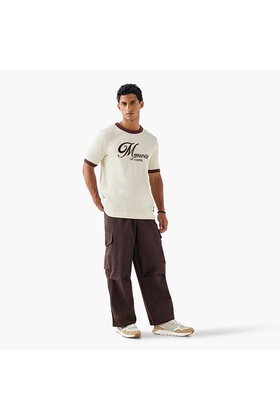 Lee Cooper Parachute Fit Pants with Button Closure and Pockets