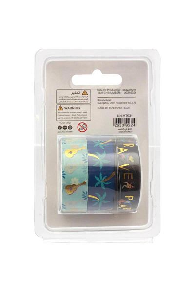 Roco Washi Tape – 3 Reel Foil Finish Set, 15 mm x 5 m, Assorted Colors