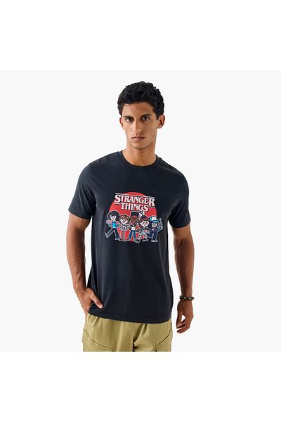 FAV Stranger Things Print T-Shirt with Crew Neck