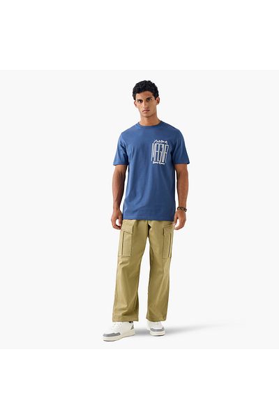 FAV Black Clover Print T-shirt with Crew Neck and Short Sleeves