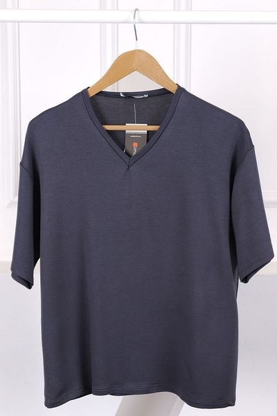 İmajButik Tricou cu mânecă scurtă cu decolteu în V afumat