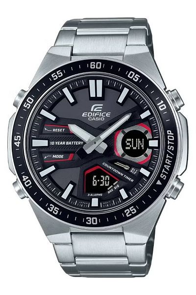 Casio Men's Stainless Steel Analog Digital Black Round Dial Watch