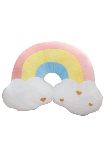 OEM Soft cloud-shaped pillow with rainbow 31cm x 29