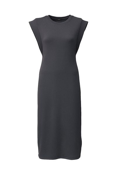 Sezgi Tekin T Sleeve Slit Detail Textured Anthracite Dress