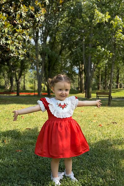 ALYRA Baby Girl White Dress Short Sleeve Floral Birthday Party Wedding Special Occasion Satin Girl Kid Dress