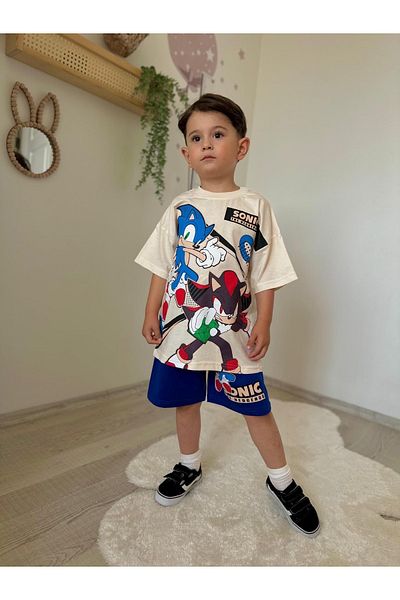 öykümgaleria Boy's Summer Top and Bottom Set with Shorts