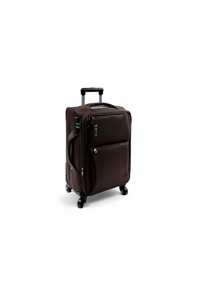 Rorik Textile Trolley, 35 L, S 55x37x20 cm, 360° wheels, telescopic handle suitcase, Brown