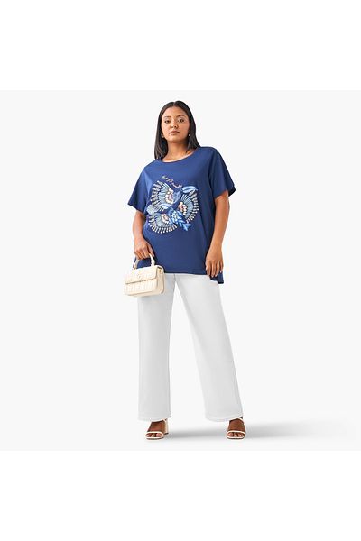 Ulla Popken Plus Size Ulla Popken Graphic Print T-shirt