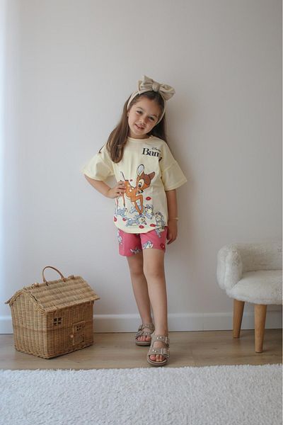 öykümgaleria Girl's Summer Top and Bottom Set with Shorts