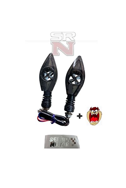 GMS CG Cup Motosiklet Modifiye Fanlı Kayarlı Led Sinyal Takımı Mavi + Hdy Tzmanya Sticker SRNMOTOR