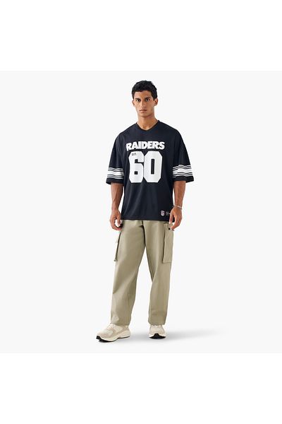 SP Characters Raiders Print V-neck T-shirt with Short Sleeves