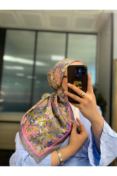 Oxygen Scarfs Mimosa Pattern Voile Silk Scarf