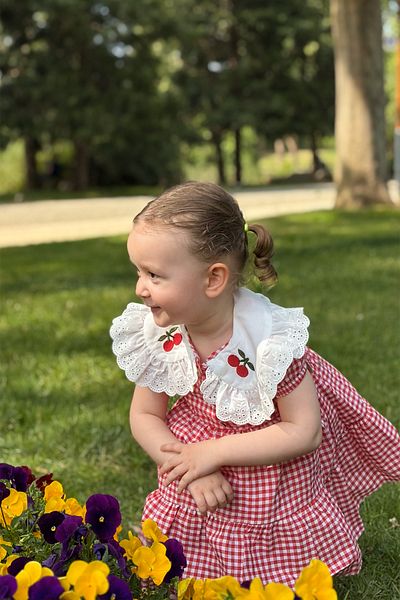 ALYRA Baby Girl Red Dress Cherry Gingham Birthday Party Wedding Special Occasion Daily Girl's Dress