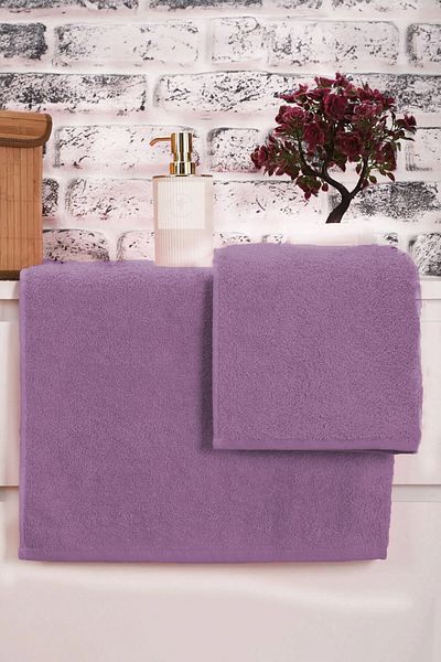 YÜNTEKS Double Bath Towel Set Purple (70*140 50*90)