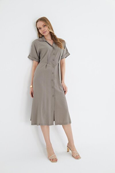 TIFFANY&TOMATO Kısa Kollu Düğmeli Modal Elbise