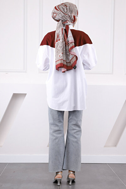 İmajButik Cămașă cu detaliu de piatră garnită cu burgundă