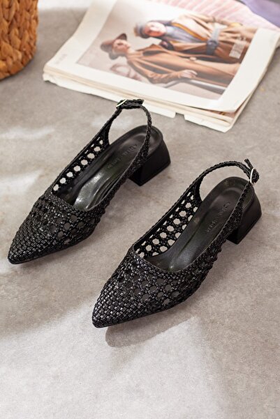 Adım Adım Women's Straw Detail Short Heeled Shoes