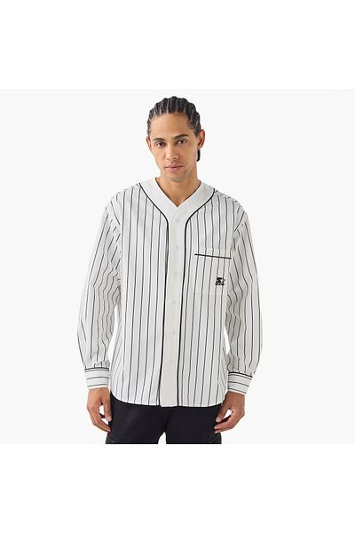 Starter Starter Striped Baseball Shirt with Pocket