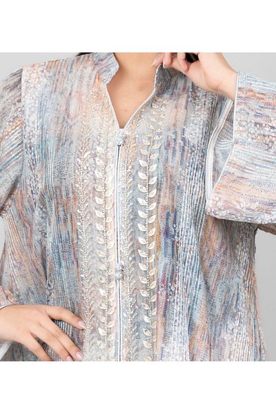 IKKXA Petal Grace Embroidered Jalabiya with Belt