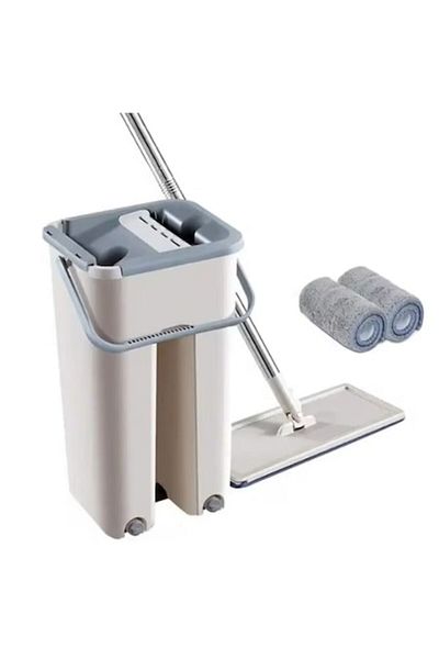 Rovitech Set galeata cu storcator si mop, 2 cuve pentru spalare si uscare fara atingere, 2 lavete
