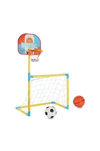 rexa مجموعة 2 في 1: سلة كرة السلة وهدف كرة القدم - مجموعة ألعاب رياضية للأطفال