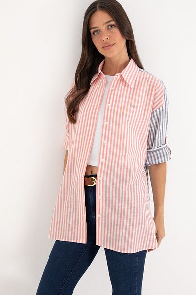 U.S. Polo Assn. Women's Cherry Striped Long Sleeve Tunic Shirt 50307656-Vr223