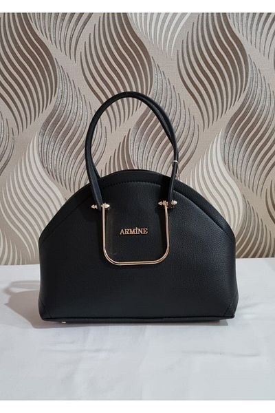 Armine Black Modern Zipper Handbag Women's Bag
