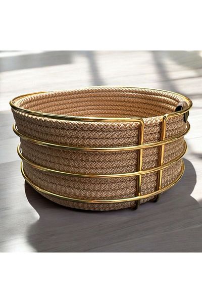 Peramari Decorative Metal Knitted Bread Basket Orange