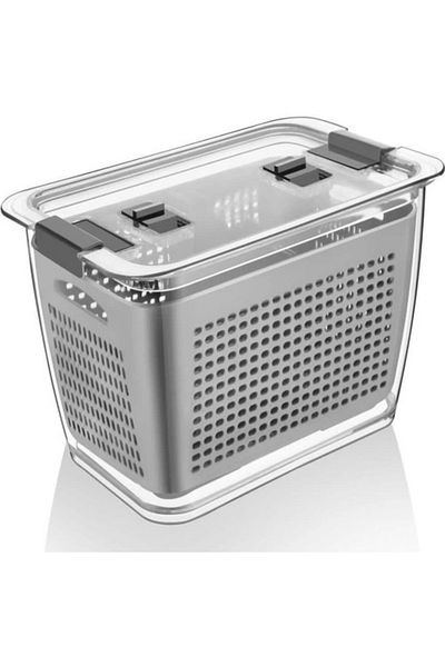 storeks Lossa Organizer with Strainer and Compartment Fruit and Vegetable Storage Container 5 Lt