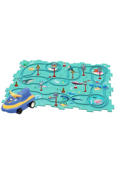 Pitikot Set 25 piese cu masinuta Pitikot®, traseu puzzle racer, jucarie interactiva cu desene din mare