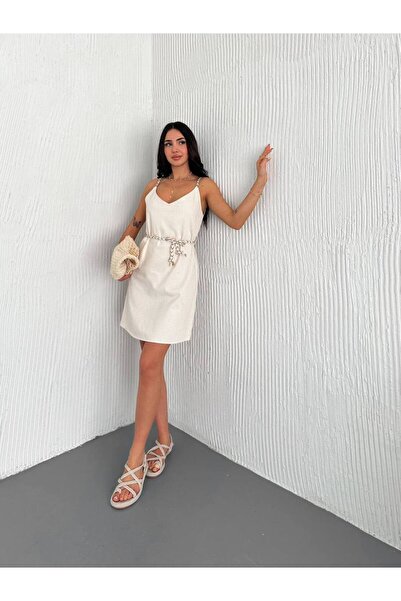 Noa Noa Linen Dress with Rope Strap Belt Detail