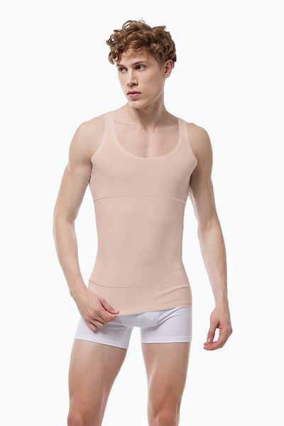 Malabadi Men's Skin Color Belly Tightening Firming Non-Marking Modal Corset Undershirt 042