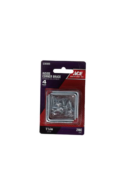 ACE 4-Piece Zinc Inside L-Corner Brace Silver 1.5inch