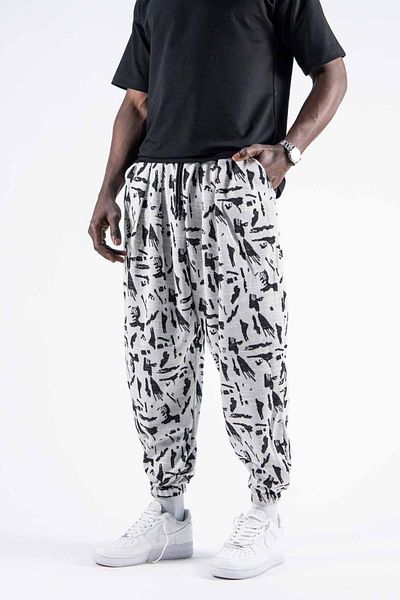 Superbluemexico Men's Baggy Jogger White Loose Baggy Trousers
