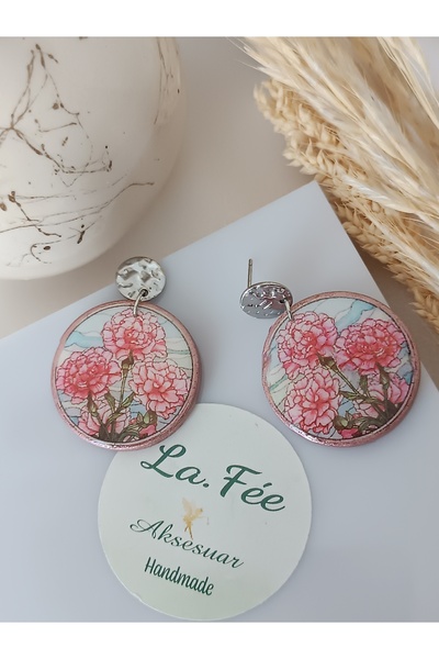 La fee aksesuar أقراط نسائية على شكل زهرة تصميم خاص أقراط مصنوعة يدويًا من طي...