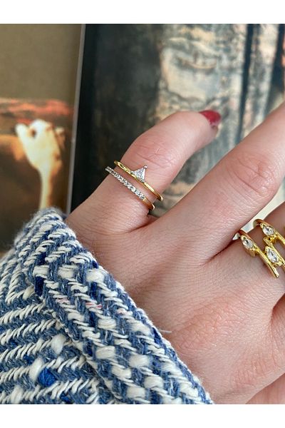 Pinery Jewels Zircon Stone Little Finger Adjustable Women's Ring from the Bottom