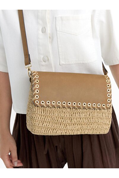 PARFOIS Kapaklı Hasır Çapraz Askılı Çanta