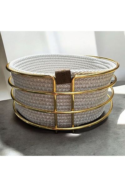 Peramari Decorative Metal Knitted Bread Basket Gray
