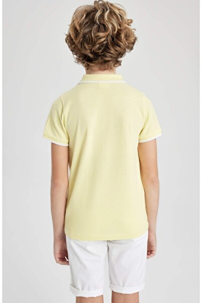DeFacto Boy's Pique Short Sleeve Polo T-Shirt Yellow