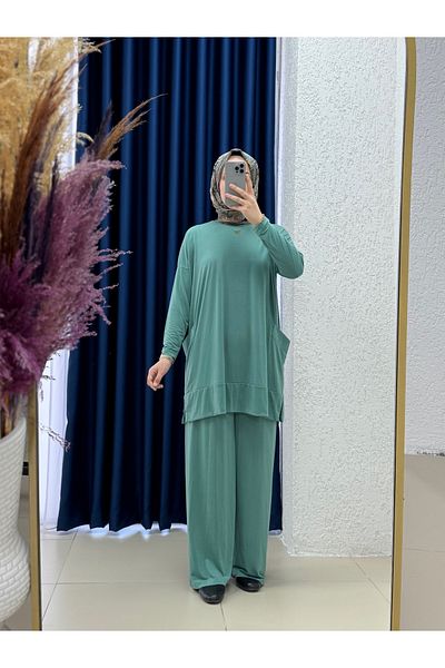 Mihra Velinda με τσέπες στο πλάι Sndy Suit-MF1786 Water Green