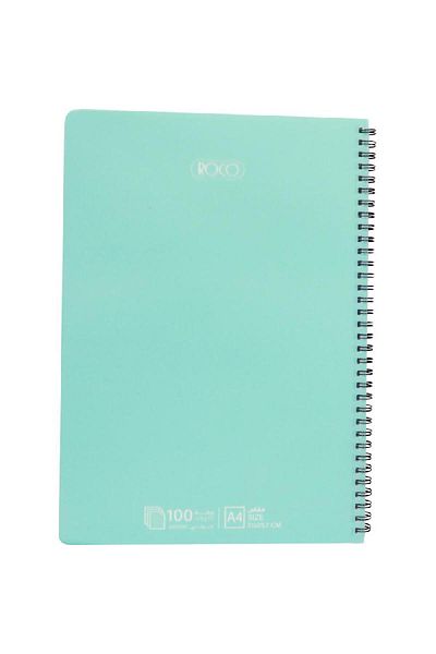 Roco Notebook – A4 Size, 100 Sheets, Single Ruled (Arabic), Aqua Cover