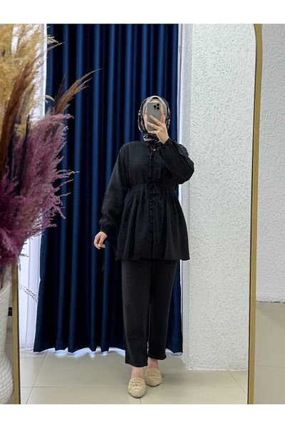 MİHRA STORE Costum Tiredra cu cusături cu nervuri-EU2800 Negru