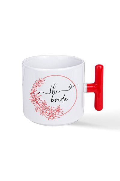 NACARLAR The Bride Printed Red T-Handle Mug Cup Special for Bride to Be Parties