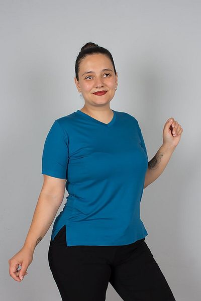 Truva XXL Petrol Blue V-Neck Lycra Viscose T-Shirt – Comfortable, Stylish and Breathable Fabric