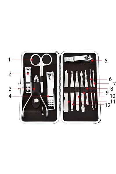 LiderGlobal Professional Manicure Pedicure Set (12 Pieces) in Special Bag