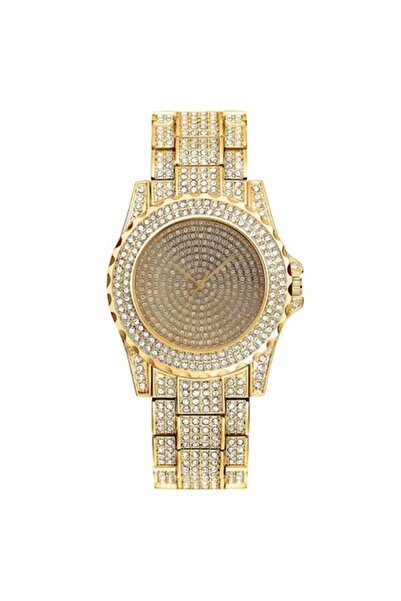 Tessero - Ceas analogic rotund cu gheață, mecanism cu cuarț, inserții de zirc...