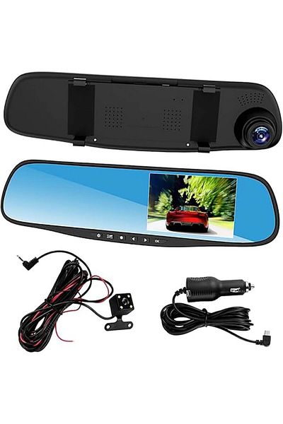 HOZRO Cameră frontală și spate automată cu două zone, 4,5", Full HD, cameră video pentru marșarier, ecran LED, neagră