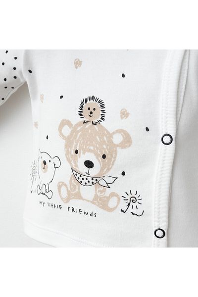 Gümüş Baby Kids Baby 3-Piece Set Teddy Bear Printed 100% Cotton Fabric